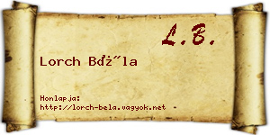 Lorch Béla névjegykártya